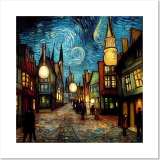 Starry Night in Diagon Alley Posters and Art